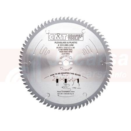 SIERRA CIRCULAR PARA PLEXIGLAS Y PLASTICO D300X2.8X30 Z96 MATB