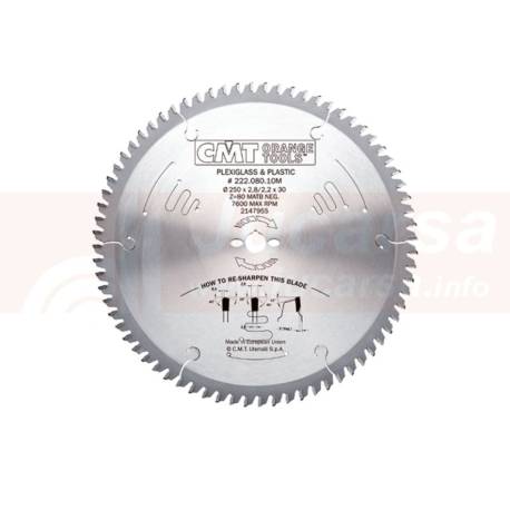 SIERRA CIRCULAR PARA PLEXIGLAS Y PLASTICO D300X2.8X30 Z96 MATB