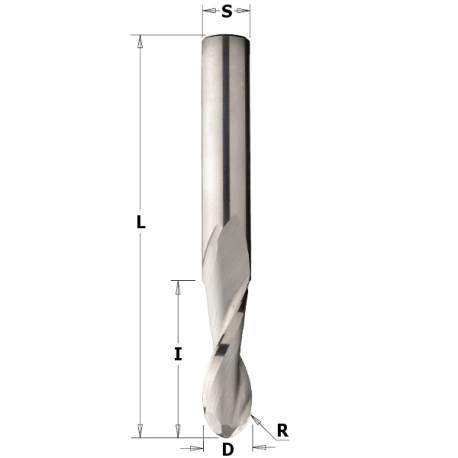 FRESA DE CORTE HELICOIDAL POSITIVO DE RADIO CONVEXO HWM Z2 S12 D12x35x80 R6 DX