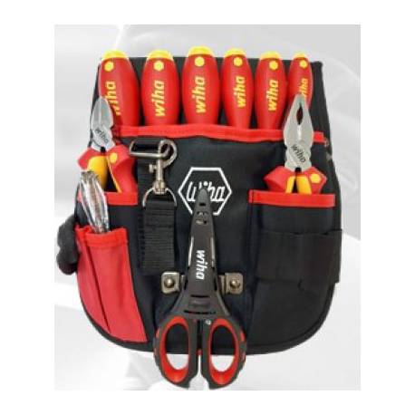 WIHA 44574 Surtido de herramientas para electricistas de 1000 V que incluye  bolsa de cinturón (18 uds.)