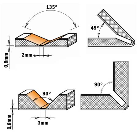 FRESA P RANURAS EN V (135°) HW S 8 D 18X3,3X60 (ALUCOBOND)