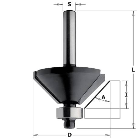 HW CHAMFER BIT WITH BEARING Z2 S=8 D=35x15x56 DX