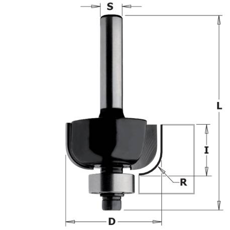 ROUND NOSE BIT W/BRNG HW Z2 S=8 D=38.1x16x62 R=12.