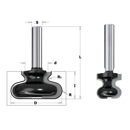 FINGER PULL BIT Z2 S=8 D=22/38.1x20.7x55.4 R=6 DX