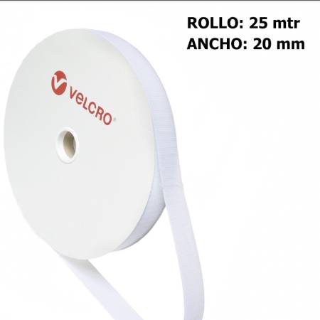 Metro HOOK marca VELCRO 20mm BLANCO 010