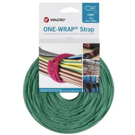 ONE-WRAP STRAP 20x200mm VERDE 650 25 UDS