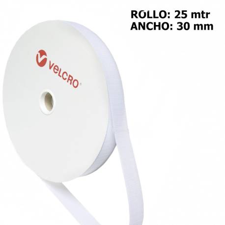 Metro HOOK marca VELCRO 30mm BLANCO 010