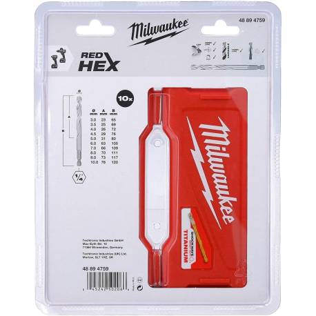 Estuche 10 brocas HSS-G Tin 3mm A 10mm