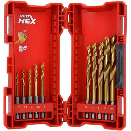 Estuche 10 brocas HSS-G Tin 3mm A 10mm