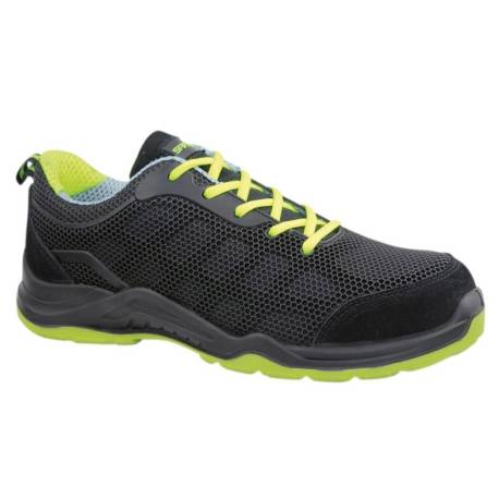 Zapato de seguridad negro y verde