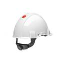3M™ Casco, Uvicator, con pasador, sin ventilación, dieléctrico de 440 V, con banda antisudor de plástico, blanco, G3001CUV-VI